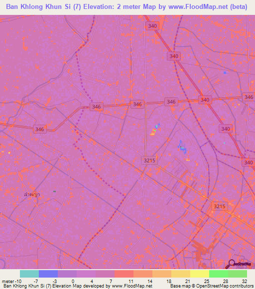 Ban Khlong Khun Si (7),Thailand Elevation Map
