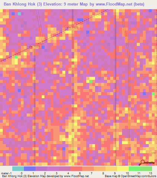 Ban Khlong Hok (3),Thailand Elevation Map