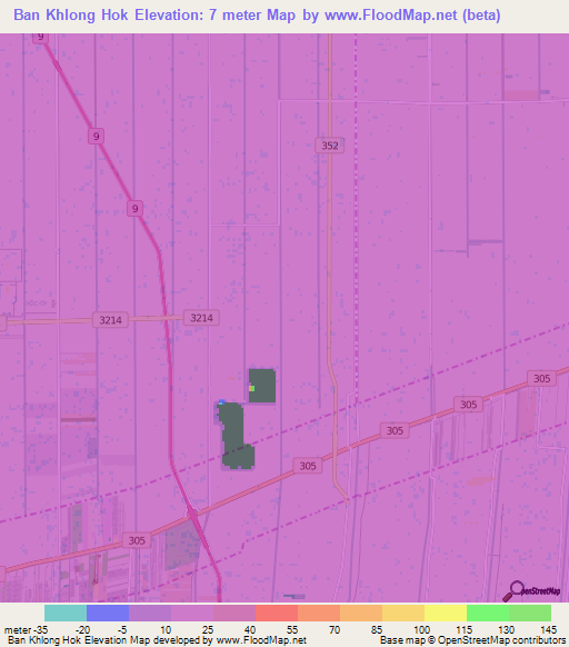Ban Khlong Hok,Thailand Elevation Map