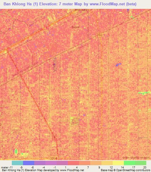 Ban Khlong Ha (1),Thailand Elevation Map