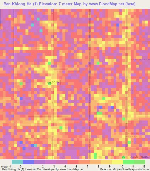 Ban Khlong Ha (1),Thailand Elevation Map