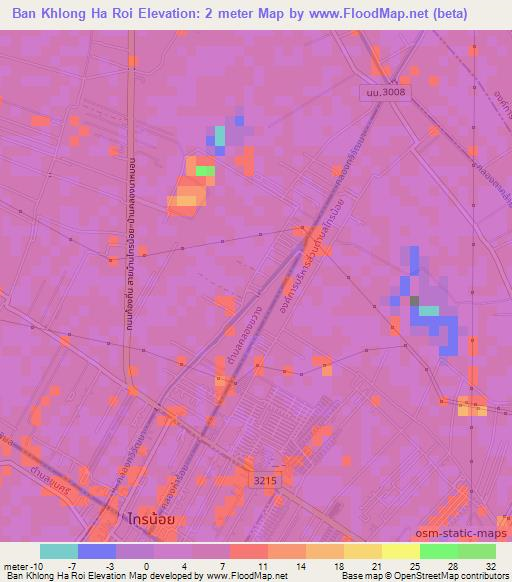 Ban Khlong Ha Roi,Thailand Elevation Map