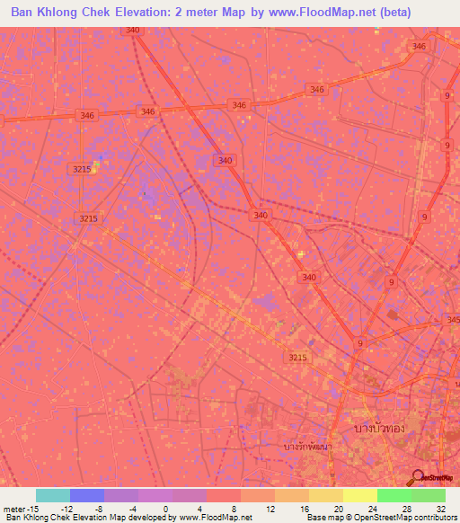 Ban Khlong Chek,Thailand Elevation Map