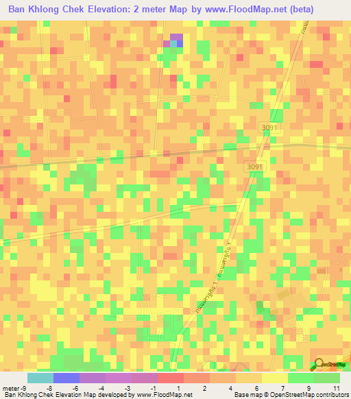 Ban Khlong Chek,Thailand Elevation Map
