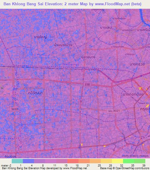 Ban Khlong Bang Sai,Thailand Elevation Map