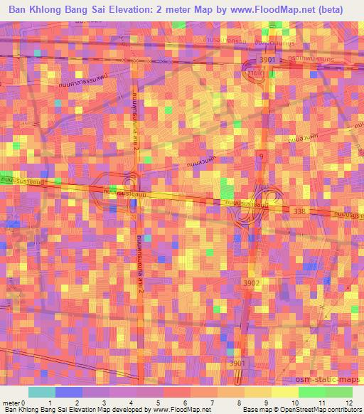 Ban Khlong Bang Sai,Thailand Elevation Map