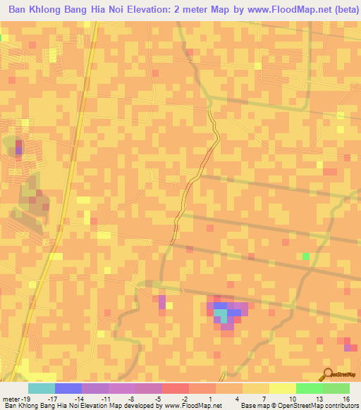 Ban Khlong Bang Hia Noi,Thailand Elevation Map
