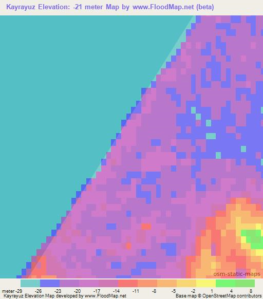 Kayrayuz,Turkmenistan Elevation Map