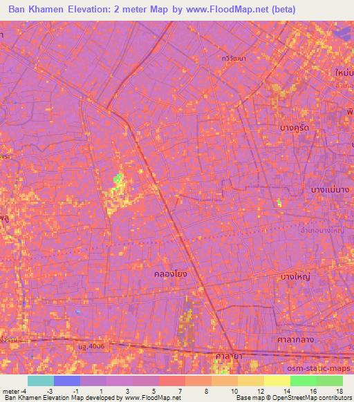 Ban Khamen,Thailand Elevation Map