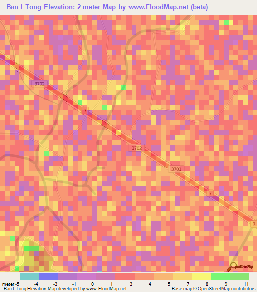 Ban I Tong,Thailand Elevation Map
