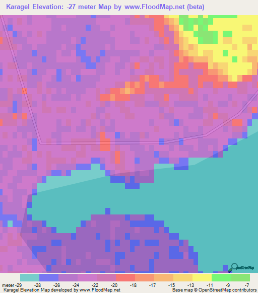 Karagel,Turkmenistan Elevation Map