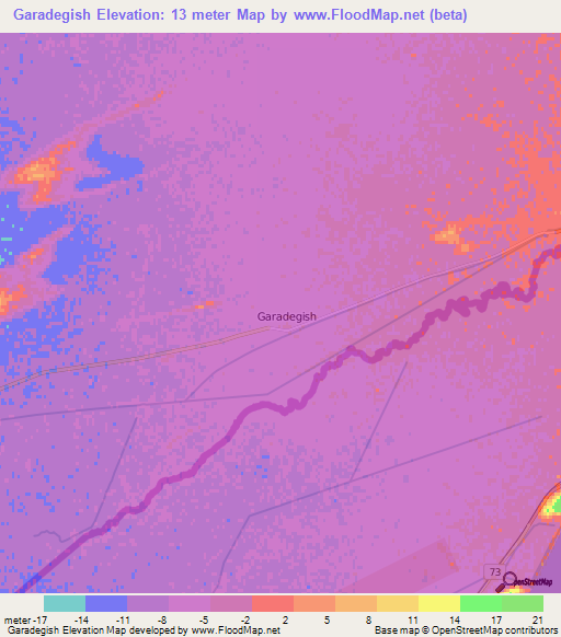 Garadegish,Turkmenistan Elevation Map