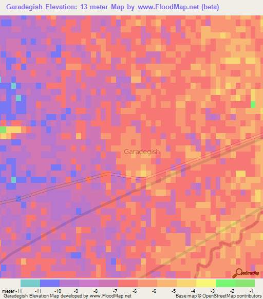 Garadegish,Turkmenistan Elevation Map