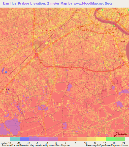 Ban Hua Krabue,Thailand Elevation Map