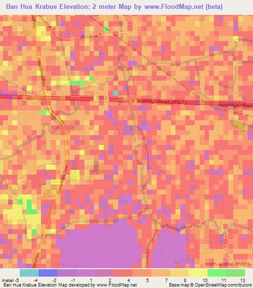 Ban Hua Krabue,Thailand Elevation Map
