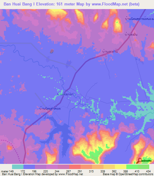 Ban Huai Bang I,Thailand Elevation Map