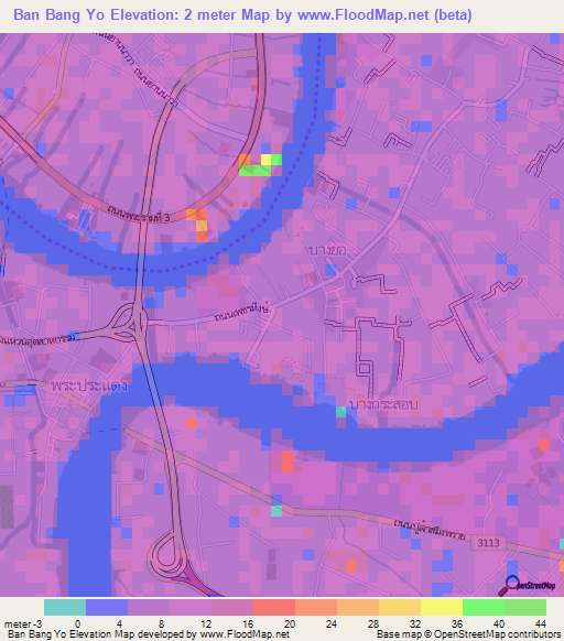 Ban Bang Yo,Thailand Elevation Map