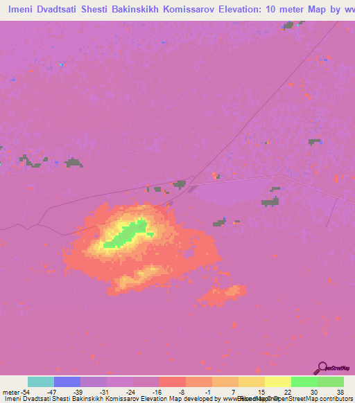 Imeni Dvadtsati Shesti Bakinskikh Komissarov,Turkmenistan Elevation Map