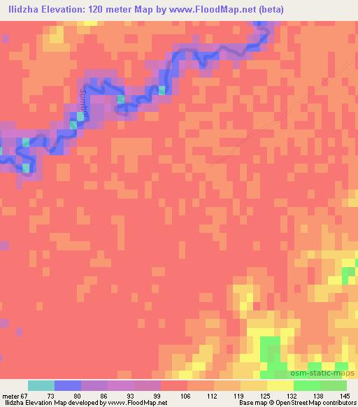 Ilidzha,Turkmenistan Elevation Map