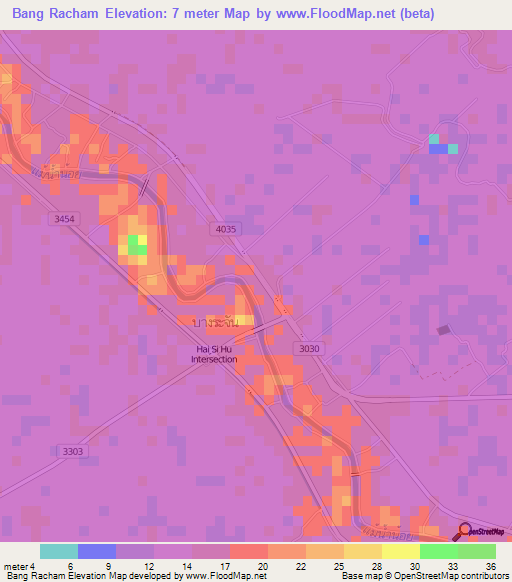 Bang Racham,Thailand Elevation Map