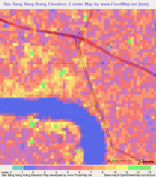 Ban Bang Nang Kreng,Thailand Elevation Map