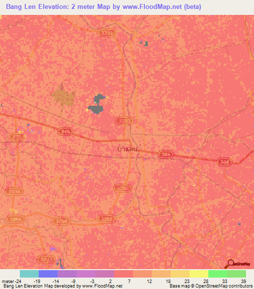 Bang Len,Thailand Elevation Map