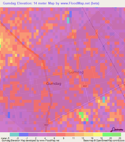 Gumdag,Turkmenistan Elevation Map