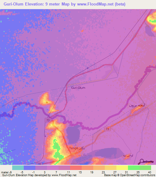 Guri-Olum,Turkmenistan Elevation Map