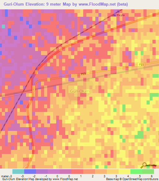 Guri-Olum,Turkmenistan Elevation Map