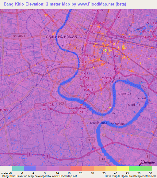 Bang Khlo,Thailand Elevation Map