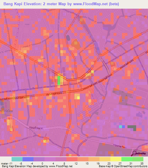 Bang Kapi,Thailand Elevation Map