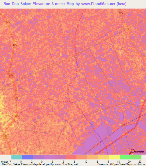 Ban Don Sakae,Thailand Elevation Map
