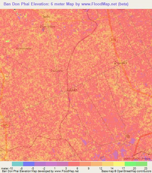 Ban Don Phai,Thailand Elevation Map