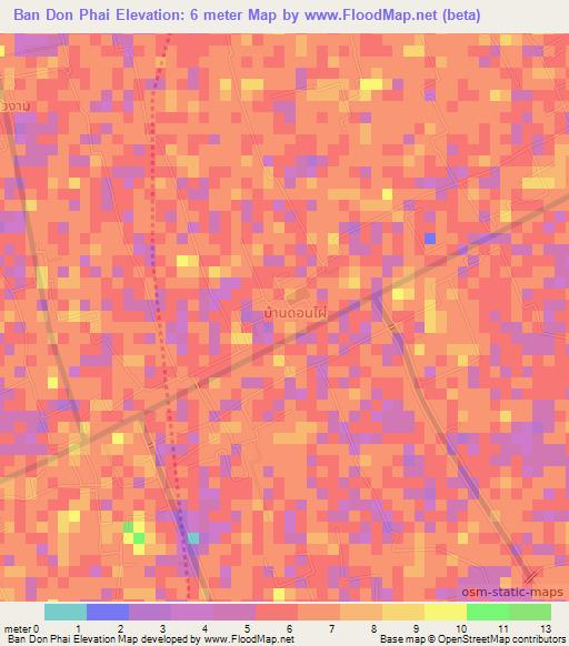 Ban Don Phai,Thailand Elevation Map