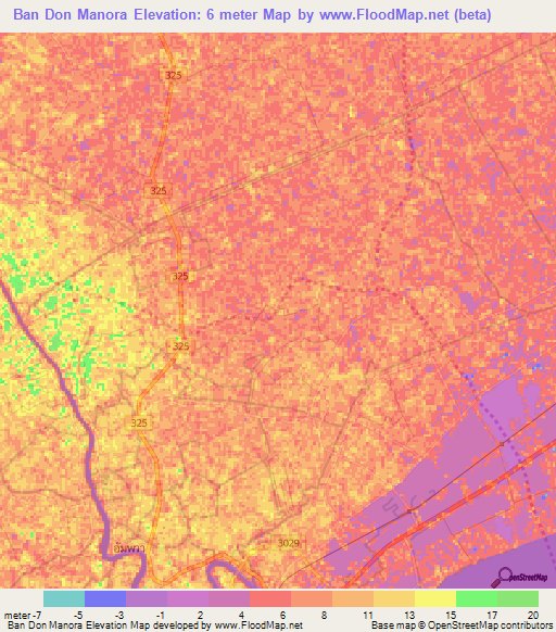 Ban Don Manora,Thailand Elevation Map