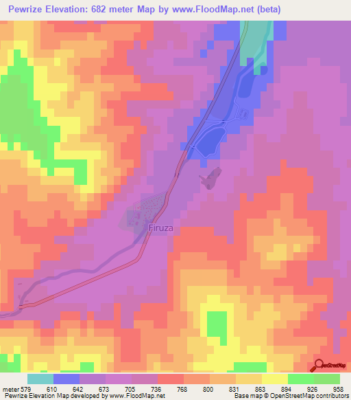 Pewrize,Turkmenistan Elevation Map