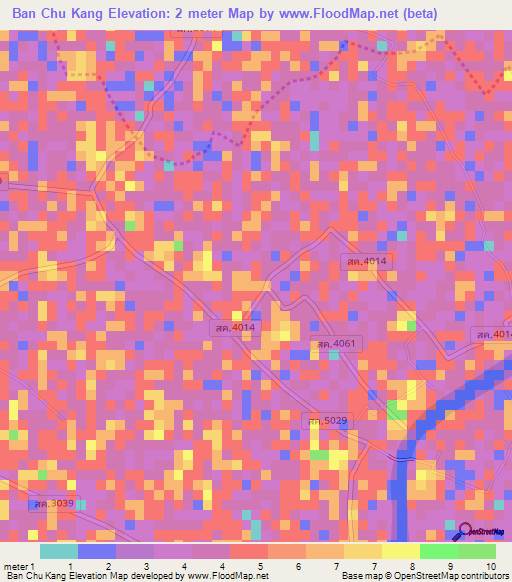Ban Chu Kang,Thailand Elevation Map