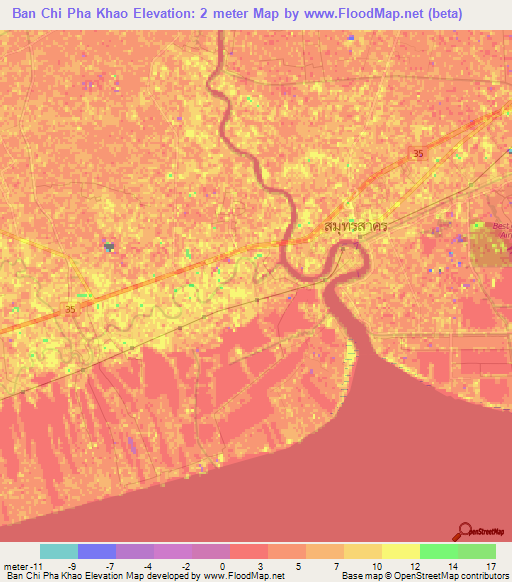 Ban Chi Pha Khao,Thailand Elevation Map