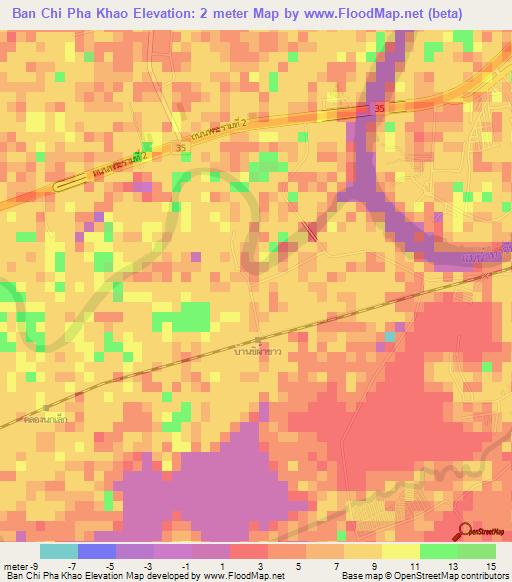 Ban Chi Pha Khao,Thailand Elevation Map
