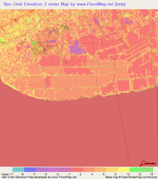 Ban Chek,Thailand Elevation Map