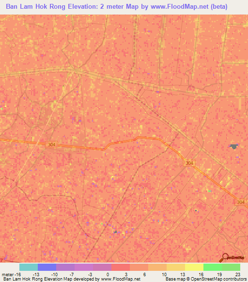 Ban Lam Hok Rong,Thailand Elevation Map