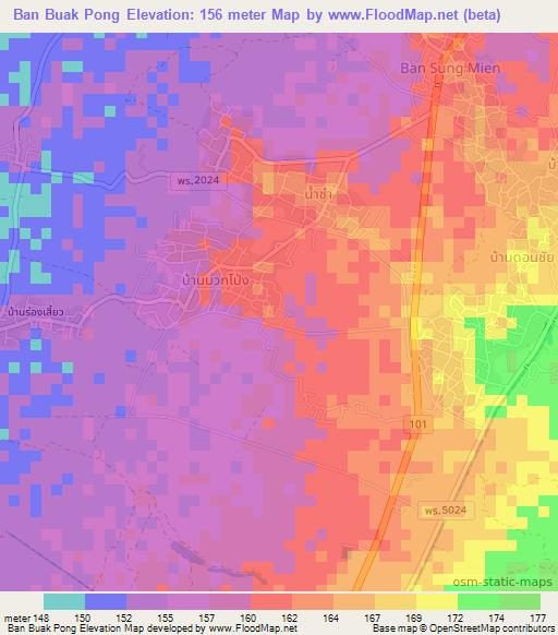 Ban Buak Pong,Thailand Elevation Map