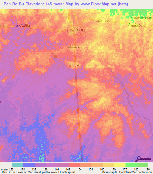 Ban Bo Bu,Thailand Elevation Map