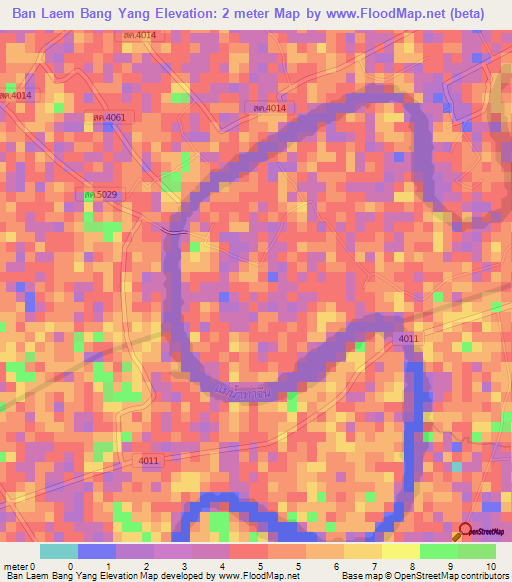 Ban Laem Bang Yang,Thailand Elevation Map