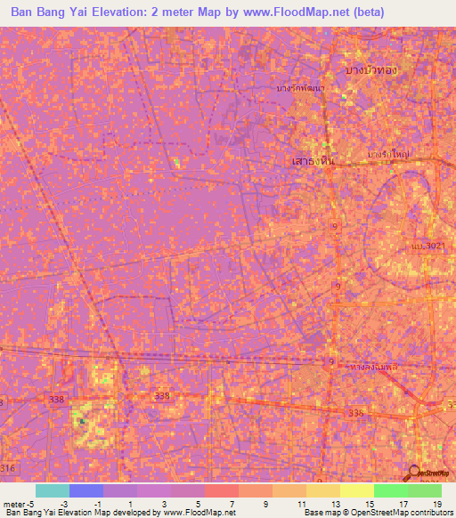 Ban Bang Yai,Thailand Elevation Map
