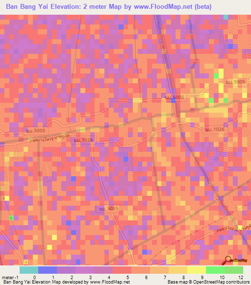 Ban Bang Yai,Thailand Elevation Map