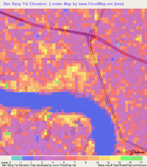 Ban Bang Yai,Thailand Elevation Map