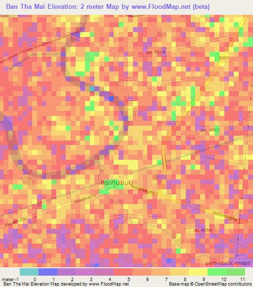 Ban Tha Mai,Thailand Elevation Map