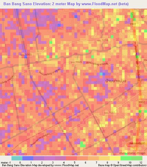 Ban Bang Sano,Thailand Elevation Map