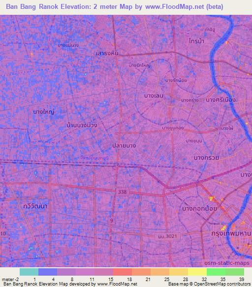 Ban Bang Ranok,Thailand Elevation Map